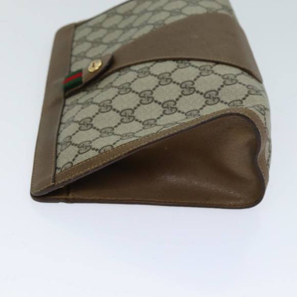 GUCCI GG Supreme Web Sherry Line Clutch Bag PVC Beige Red 89 01 033 Auth yk12556 - Picture 4 of 16